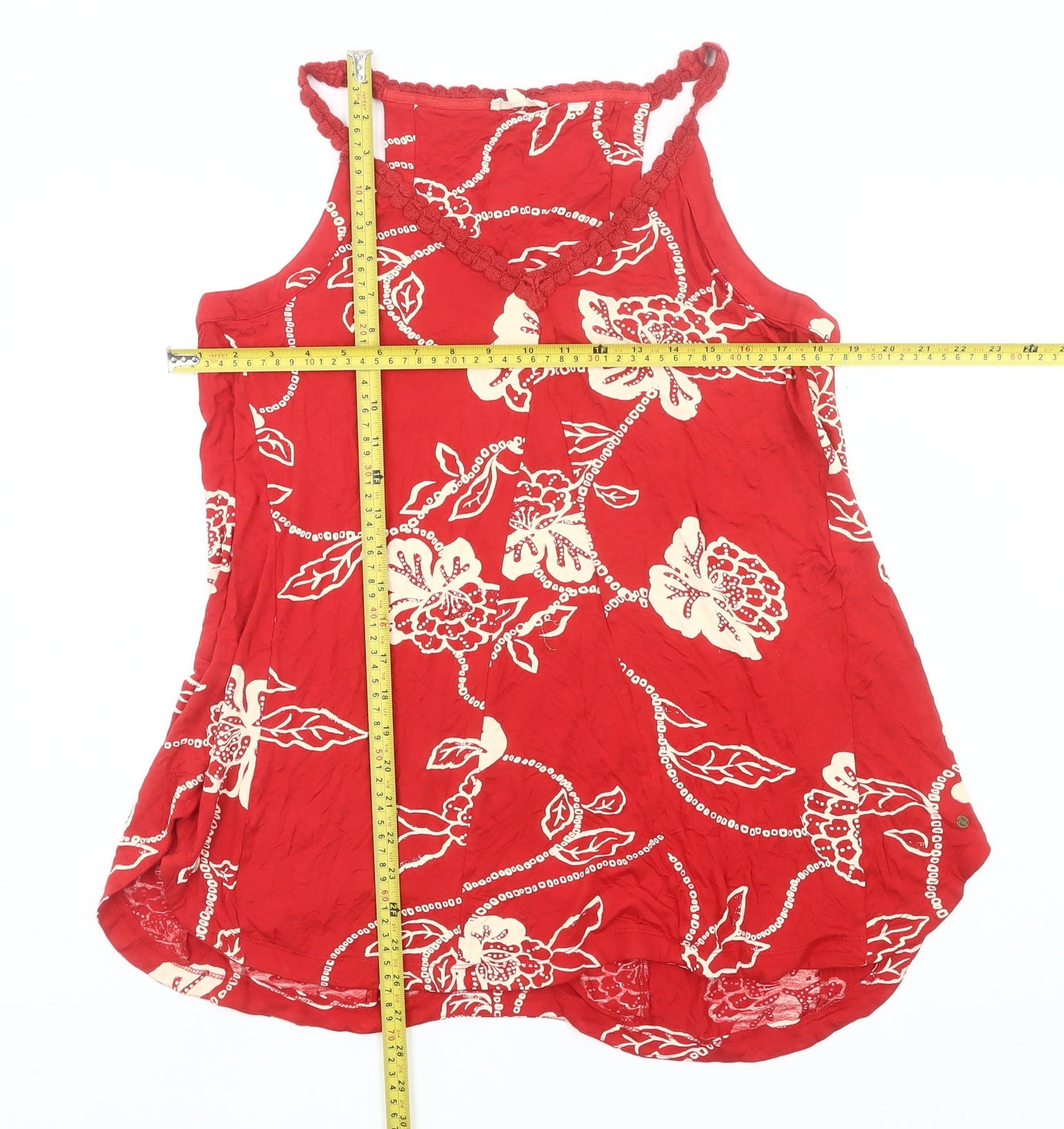 FatFace Womens Red Floral Camisole Tank Top Size 12 Viscose