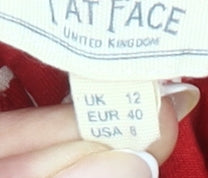 FatFace Womens Red Floral Camisole Tank Top Size 12 Viscose