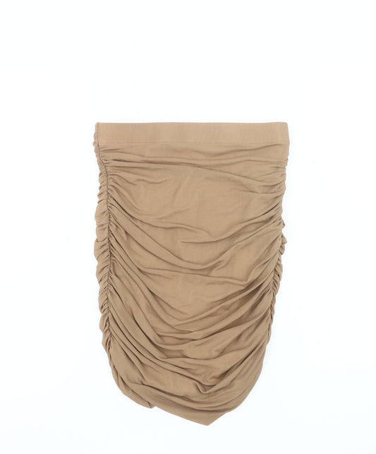 Oh Polly Women’s Beige Ruched High Waist Pencil Skirt Size 8