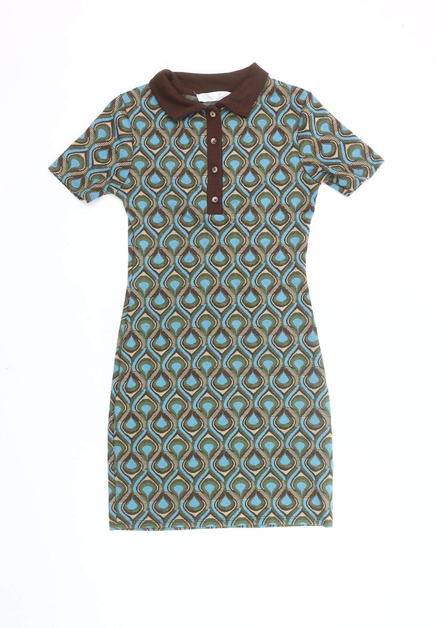 Primark Women’s Multicoloured Geometric Collared Shirt Dress Size 4