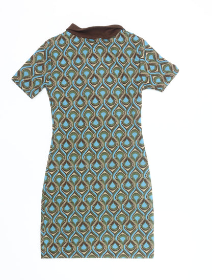 Primark Women’s Multicoloured Geometric Collared Shirt Dress Size 4