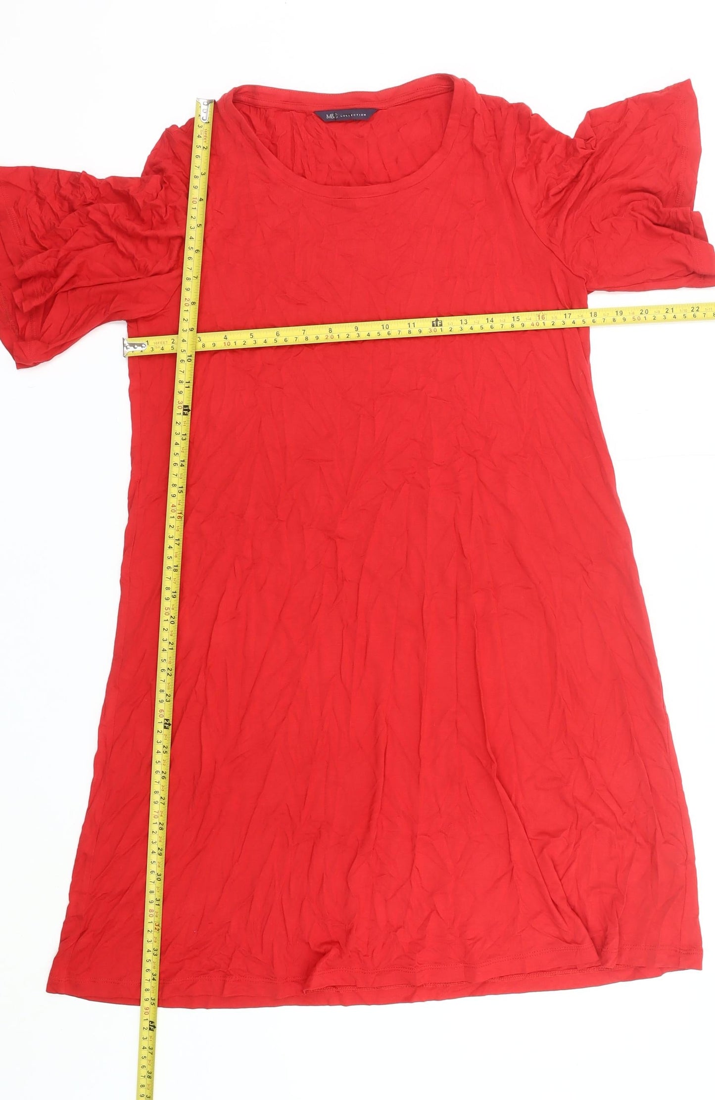Marks and Spencer Women Red Size 14 Shift Knee Length Dress
