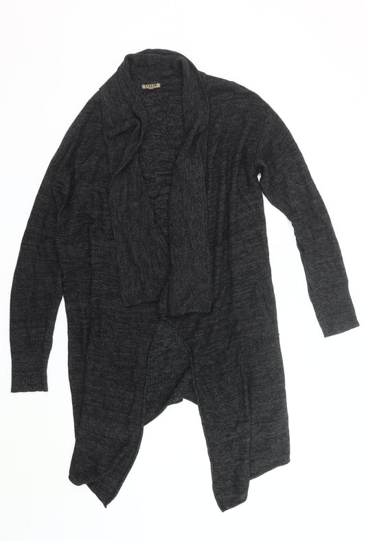 Jigsaw Womens Black Wool Blend Long Sleeve Open Front Cardigan M