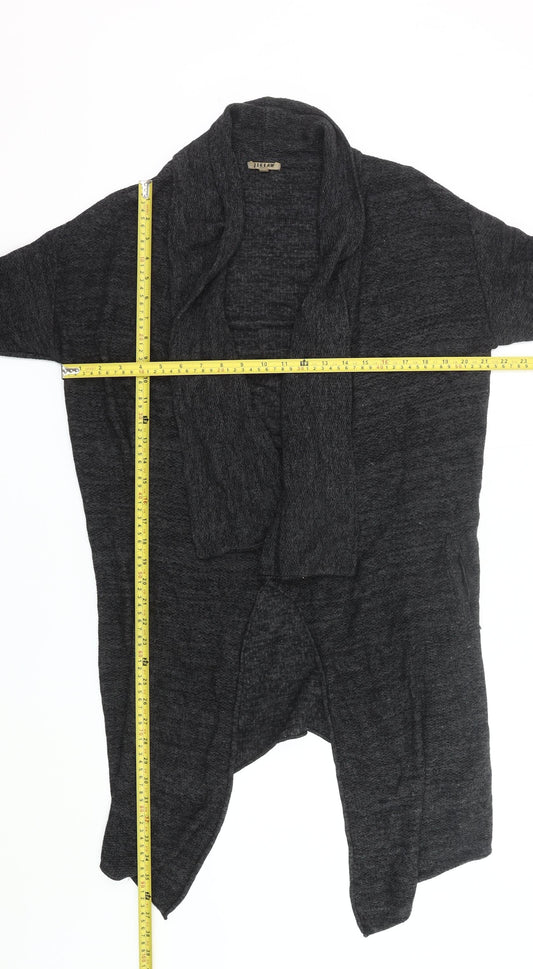Jigsaw Womens Black Wool Blend Long Sleeve Open Front Cardigan M
