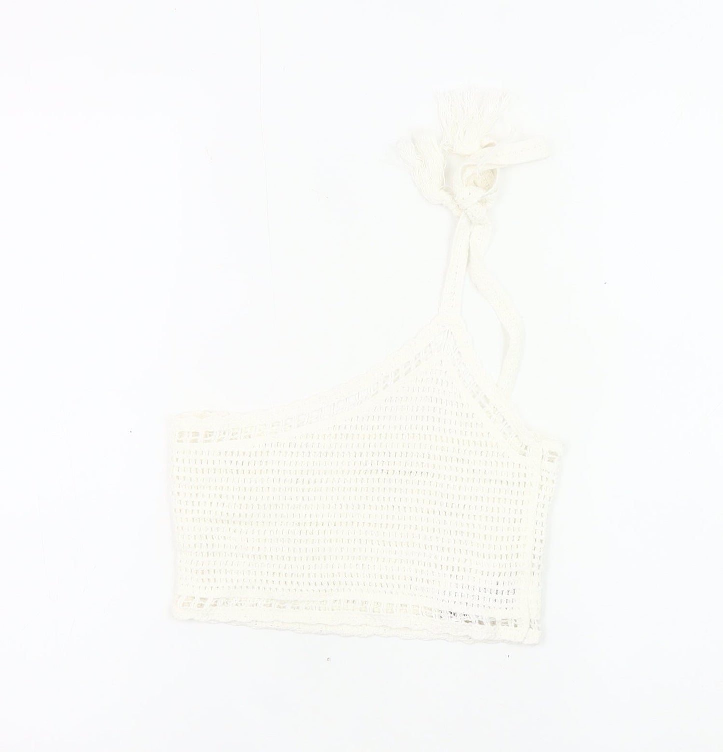 Pull&Bear Women’s White Crochet Cotton Tank Top S Boho Festival