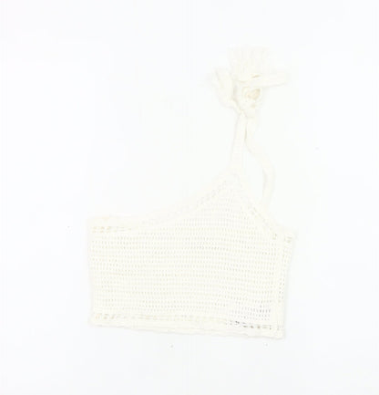 Pull&Bear Women’s White Crochet Cotton Tank Top S Boho Festival