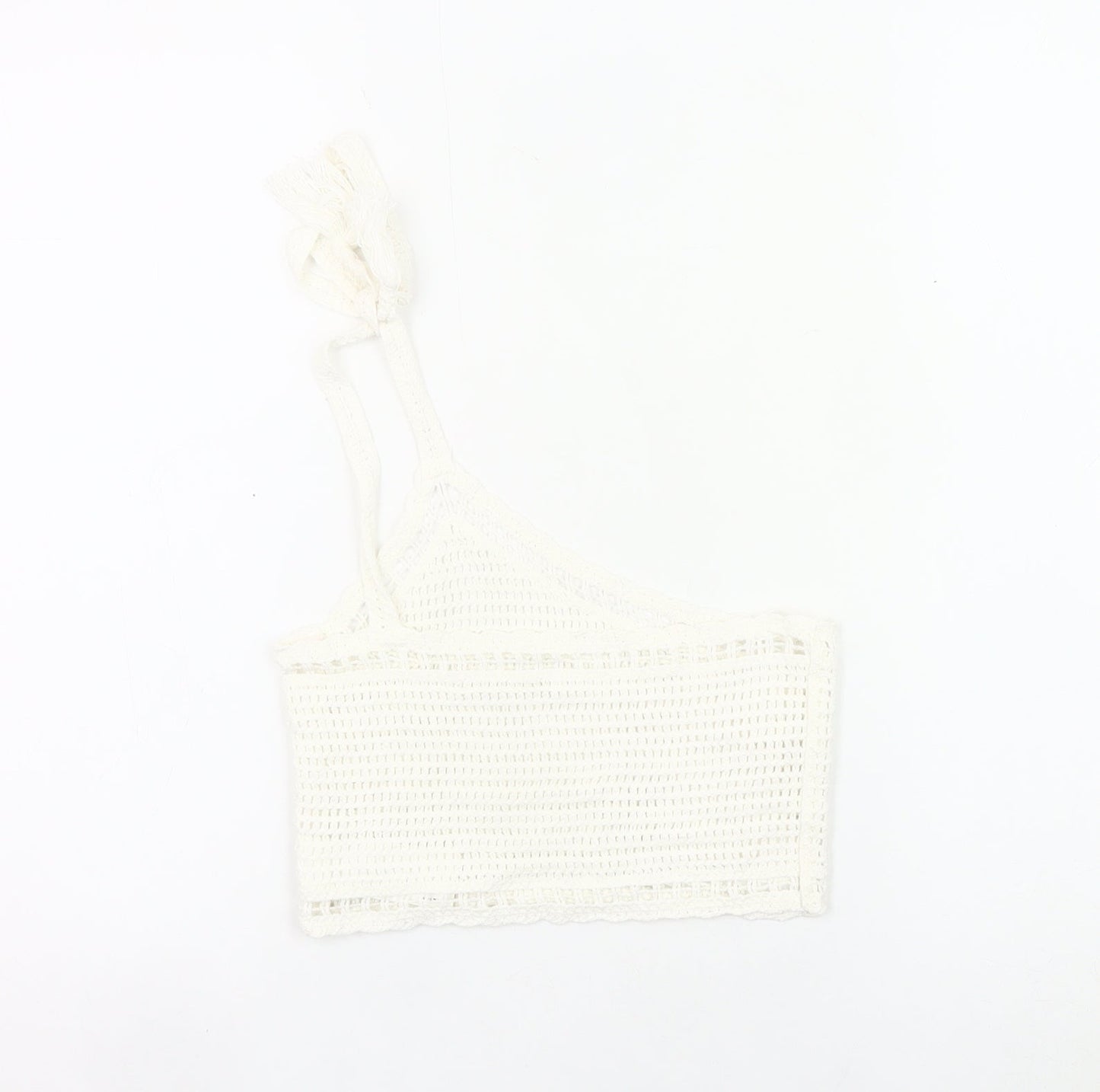 Pull&Bear Women’s White Crochet Cotton Tank Top S Boho Festival