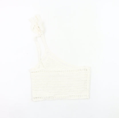 Pull&Bear Women’s White Crochet Cotton Tank Top S Boho Festival