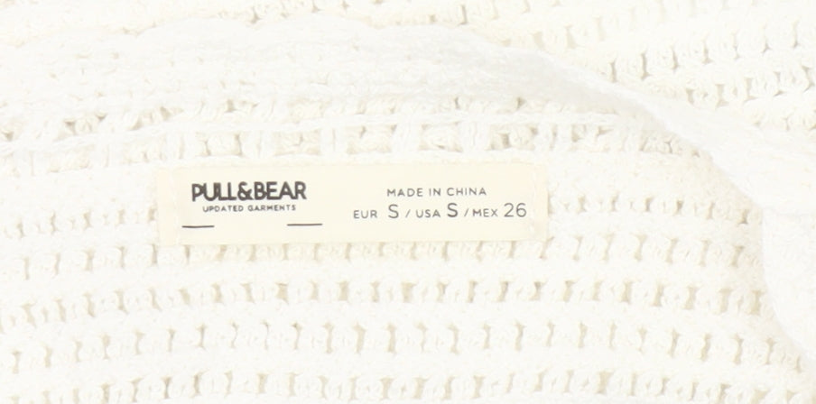 Pull&Bear Women’s White Crochet Cotton Tank Top S Boho Festival