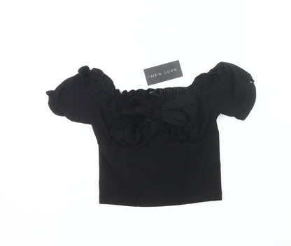 New Look Women’s Black Off Shoulder Cropped Blouse UK 10