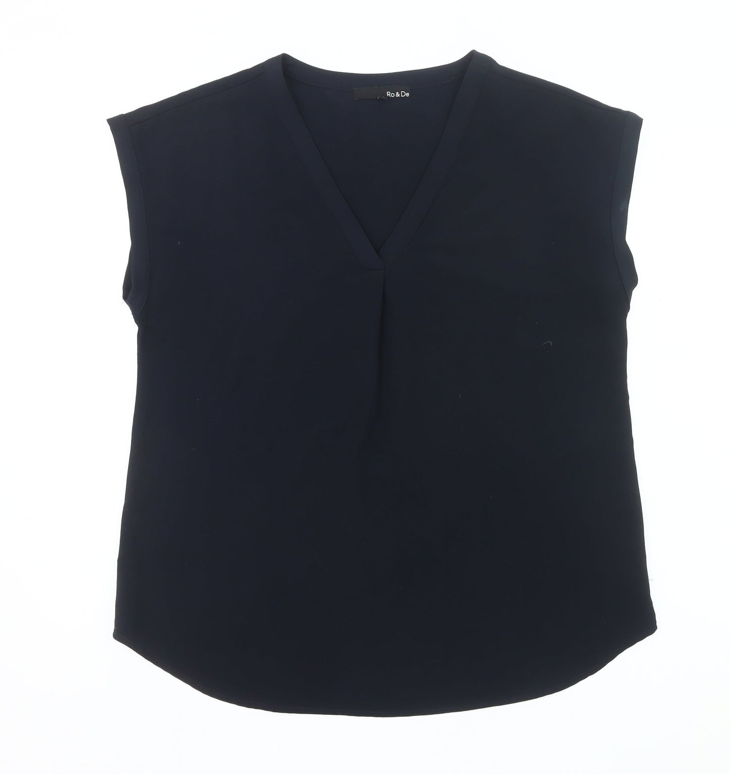 Ro & De Womens Black L Blouse Sleeveless V-Neck Work Top