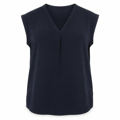 Ro & De Womens Black L Blouse Sleeveless V-Neck Work Top