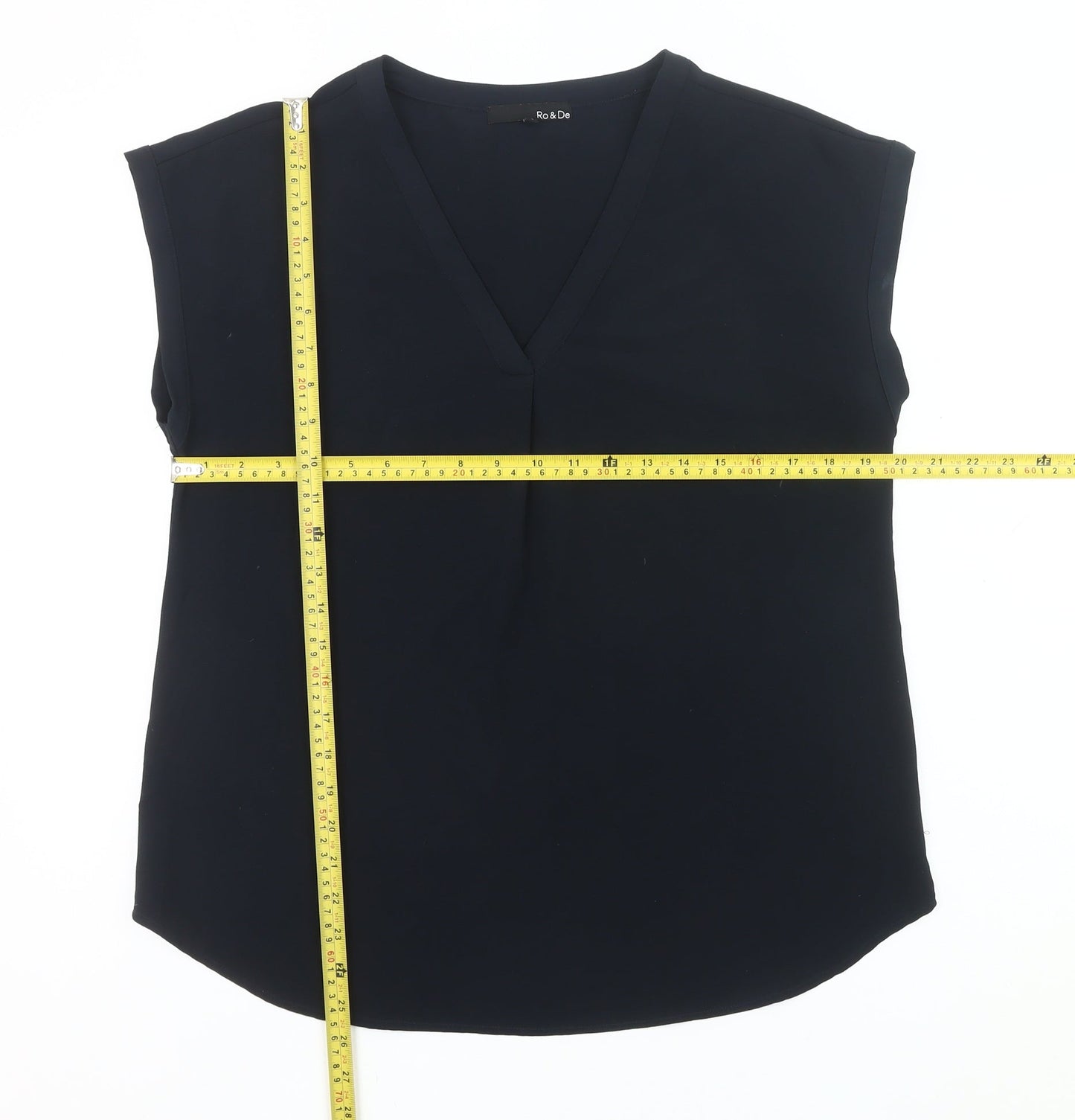 Ro & De Womens Black L Blouse Sleeveless V-Neck Work Top