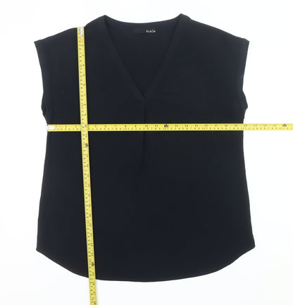 Ro & De Womens Black L Blouse Sleeveless V-Neck Work Top