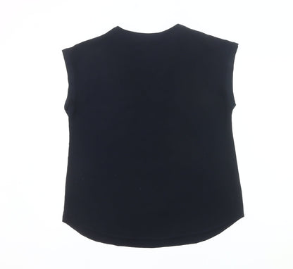 Ro & De Womens Black L Blouse Sleeveless V-Neck Work Top