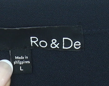 Ro & De Womens Black L Blouse Sleeveless V-Neck Work Top