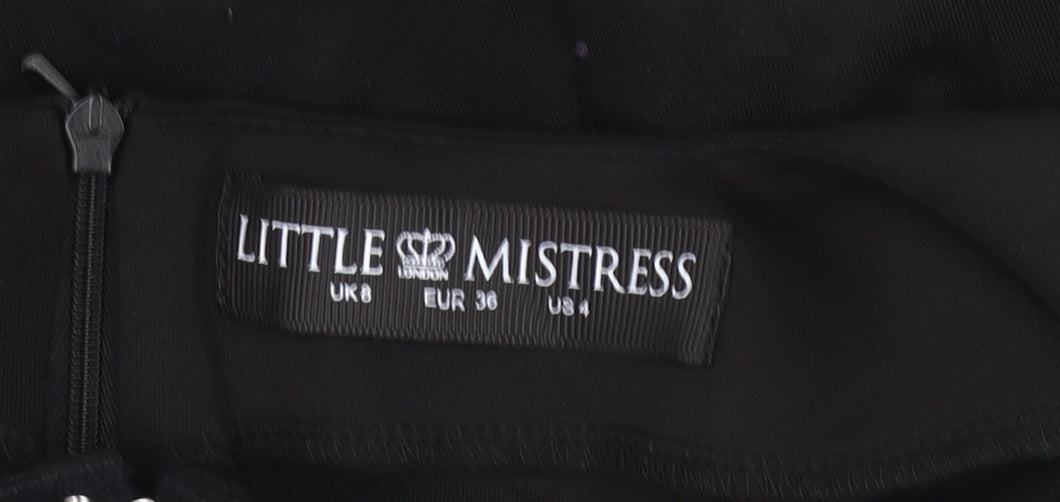 Little Mistress Women’s Black Bodycon Dress UK 8 Ruffle Trim Partywear