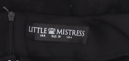 Little Mistress Women’s Black Bodycon Dress UK 8 Ruffle Trim Partywear