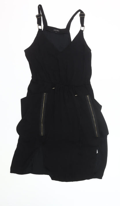 River Island Women's Black Size 10 Slip Dress with Zip Detail