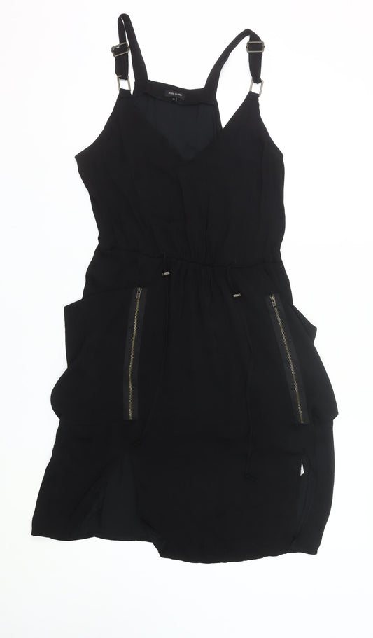 River Island Women's Black Size 10 Slip Dress with Zip Detail