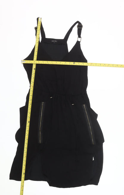 River Island Women's Black Size 10 Slip Dress with Zip Detail