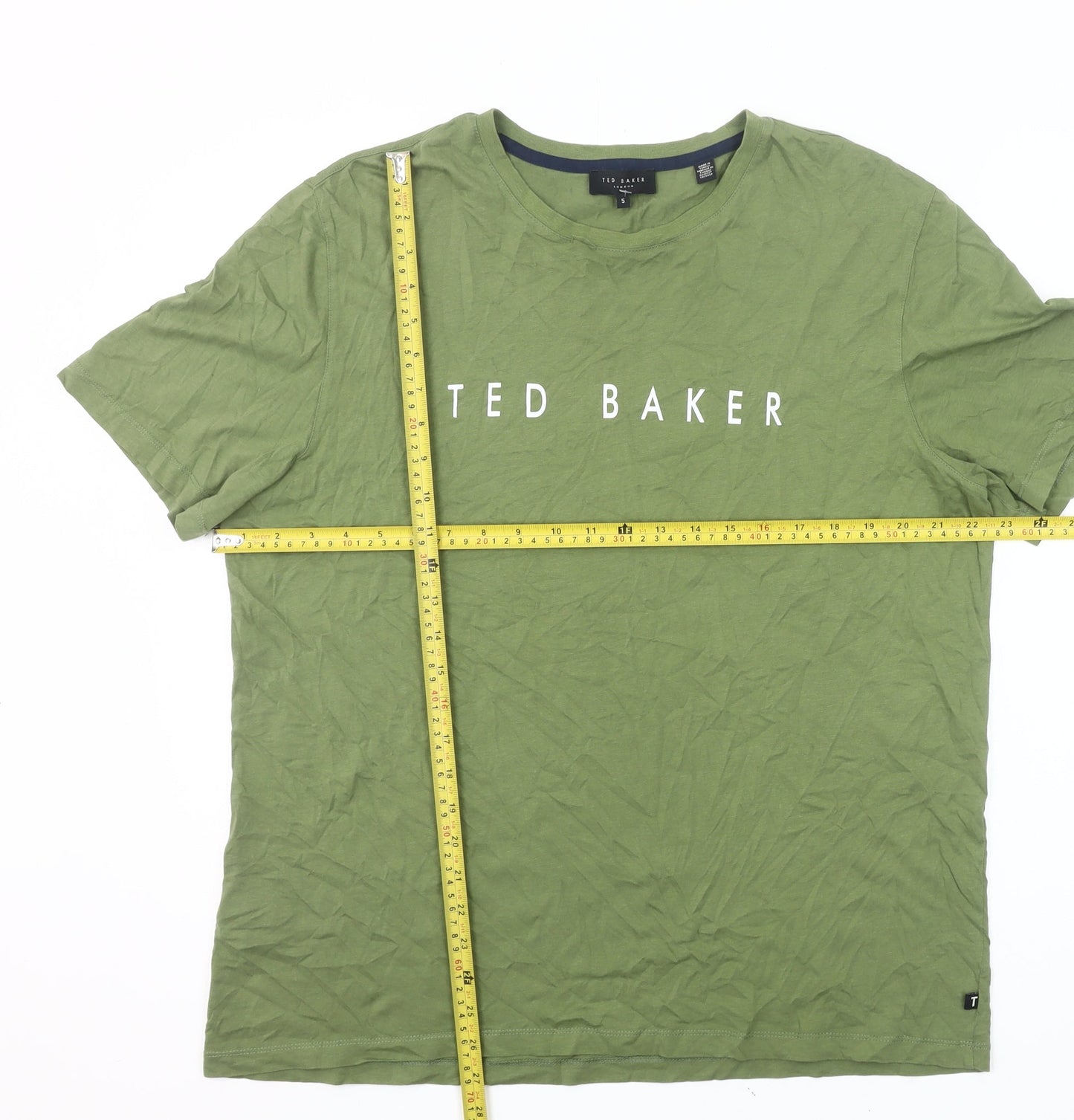 Ted Baker Mens Green Logo T-Shirt Size L Crew Neck Cotton