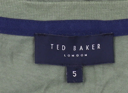 Ted Baker Mens Green Logo T-Shirt Size L Crew Neck Cotton