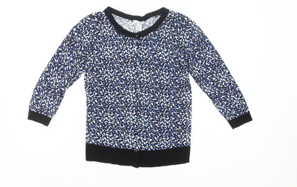 H&M Women’s Blue Animal Print Cardigan XS Cotton Blend