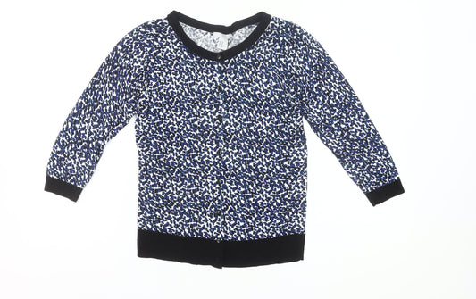 H&M Women’s Blue Animal Print Cardigan XS Cotton Blend