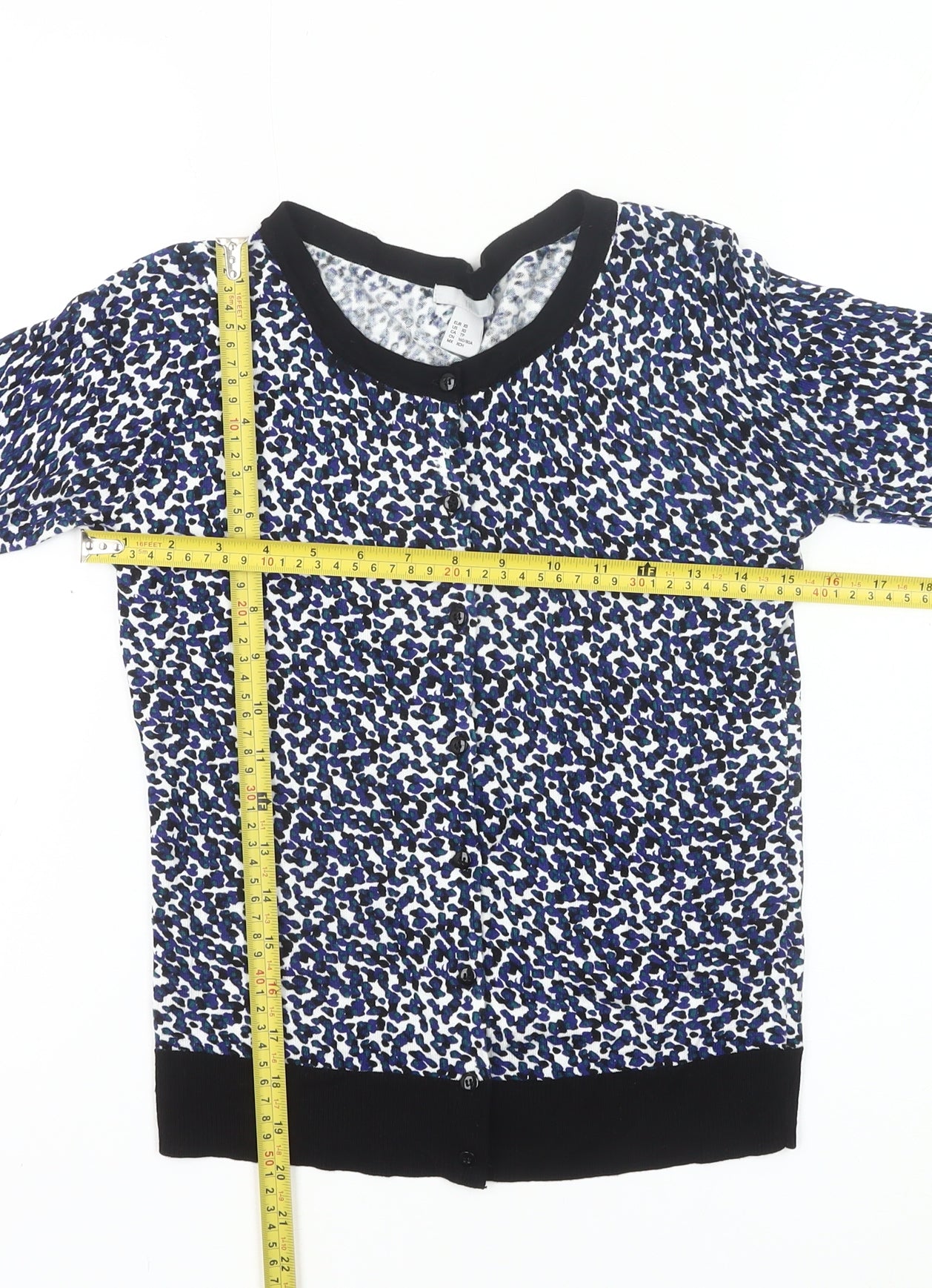 H&M Women’s Blue Animal Print Cardigan XS Cotton Blend