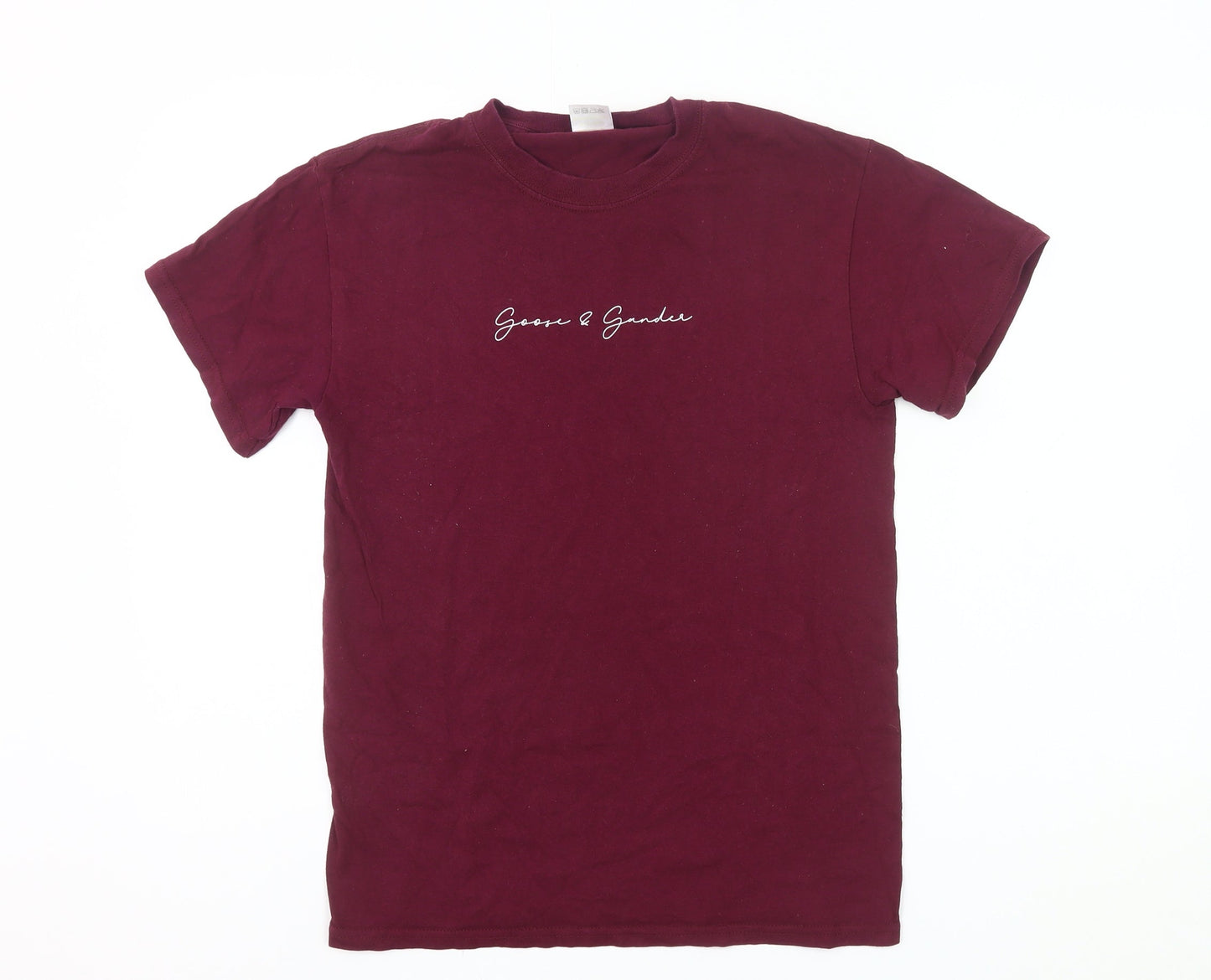 Goose & Gander Men's Red Small Logo Cotton Crew Neck T-Shirt