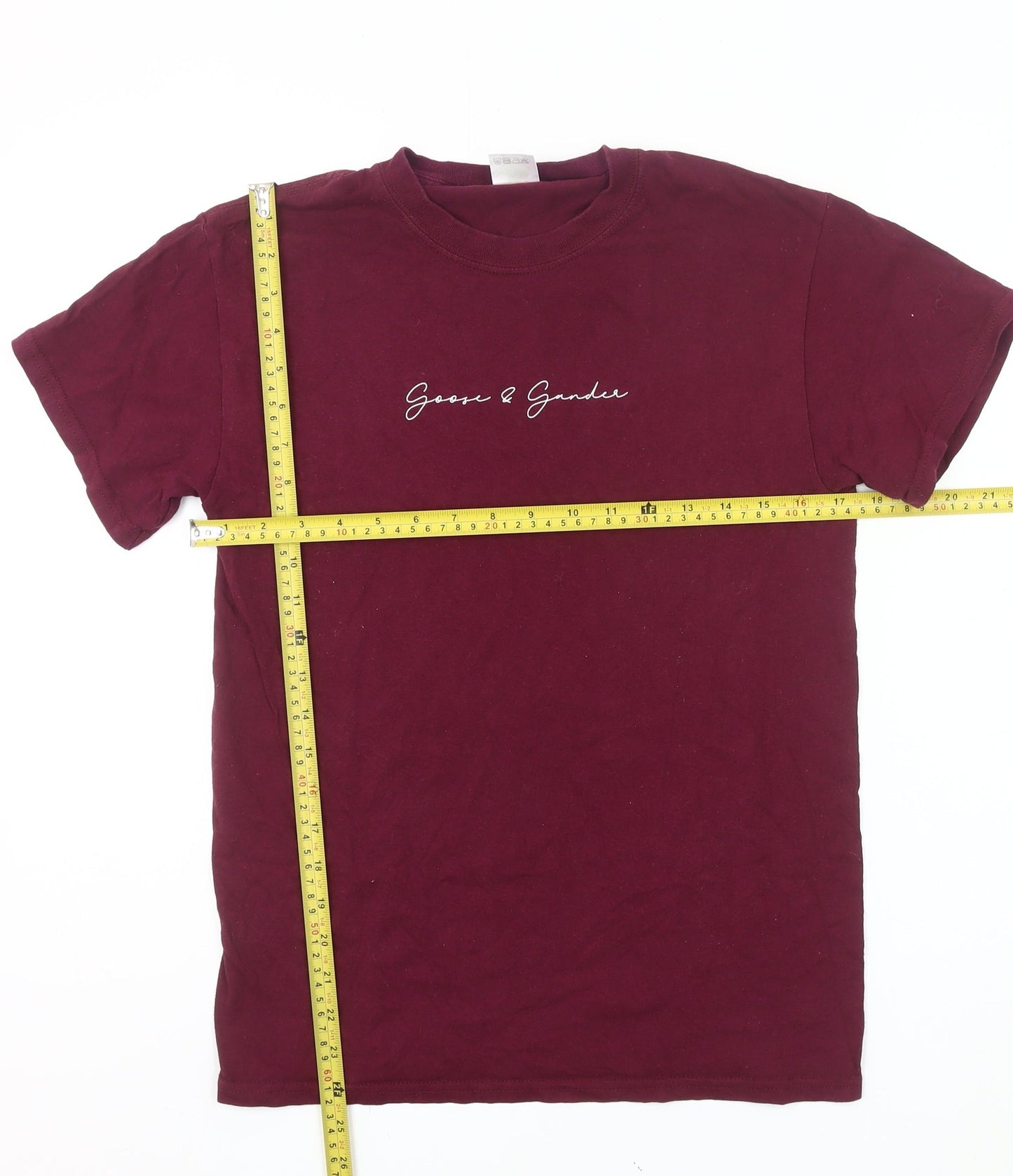 Goose & Gander Men's Red Small Logo Cotton Crew Neck T-Shirt
