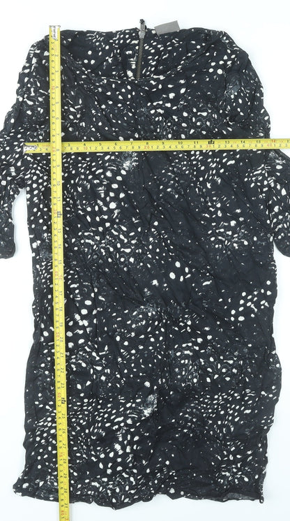 Vero Moda Women Black XS Sheath Animal Print Knee Length Dress