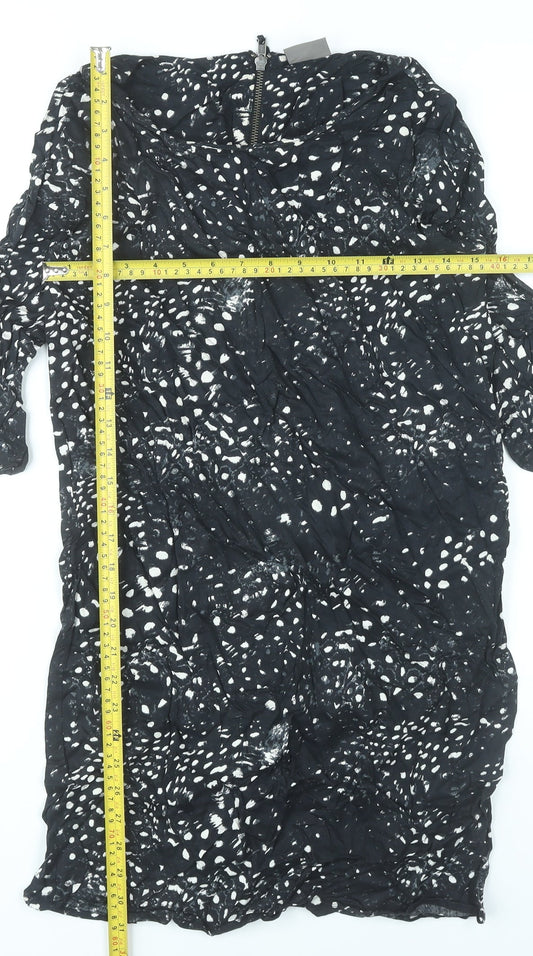 Vero Moda Women Black XS Sheath Animal Print Knee Length Dress