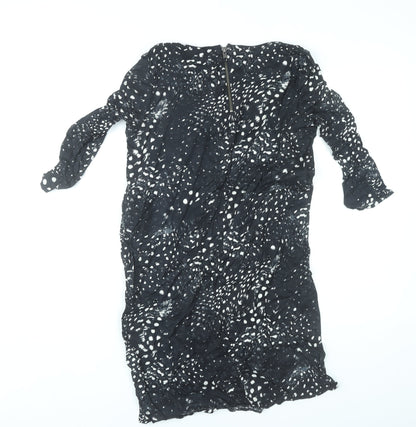 Vero Moda Women Black XS Sheath Animal Print Knee Length Dress