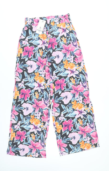 Tu Womens Multicoloured Floral Wide-Leg Trousers Size 8
