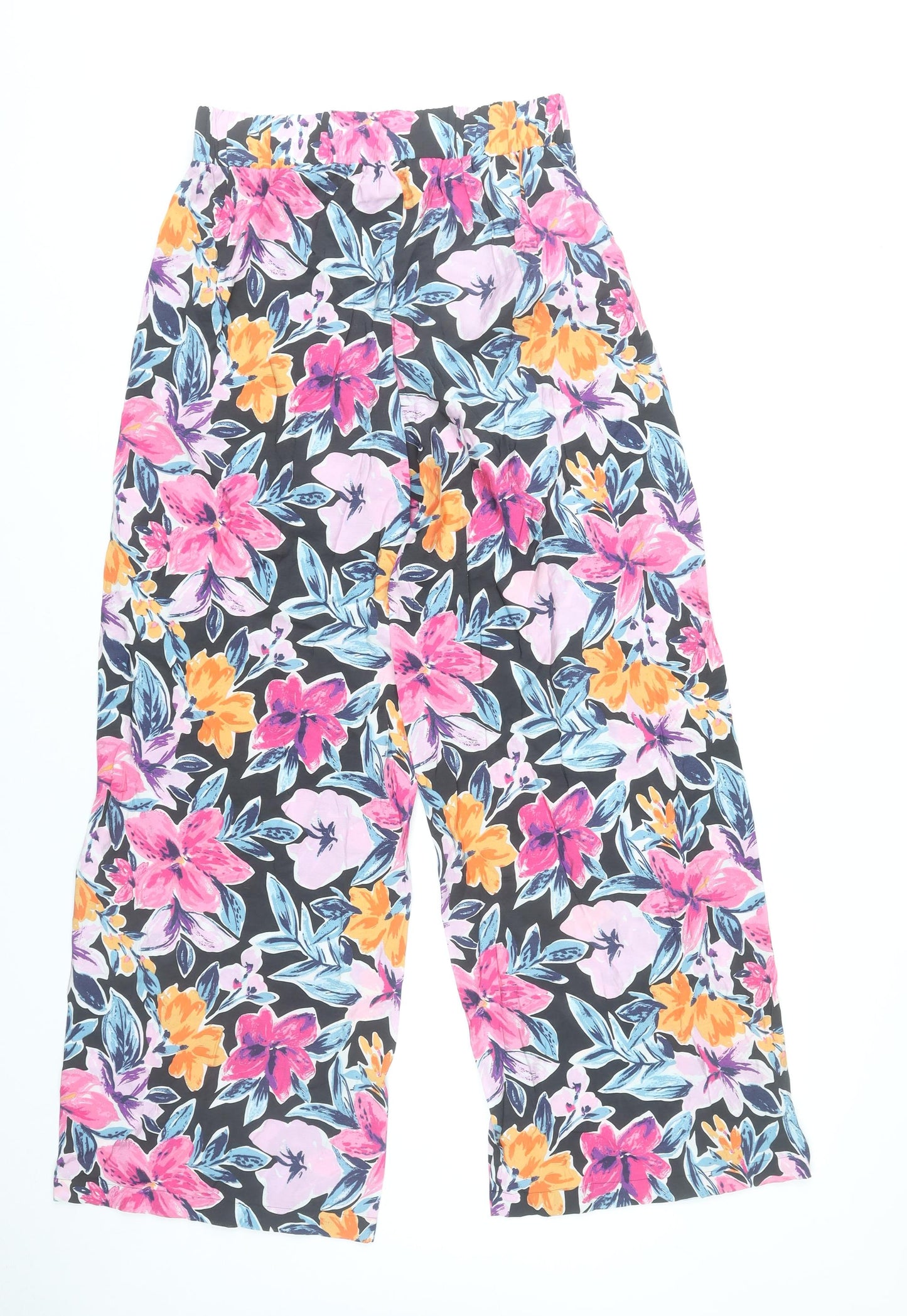 Tu Womens Multicoloured Floral Wide-Leg Trousers Size 8