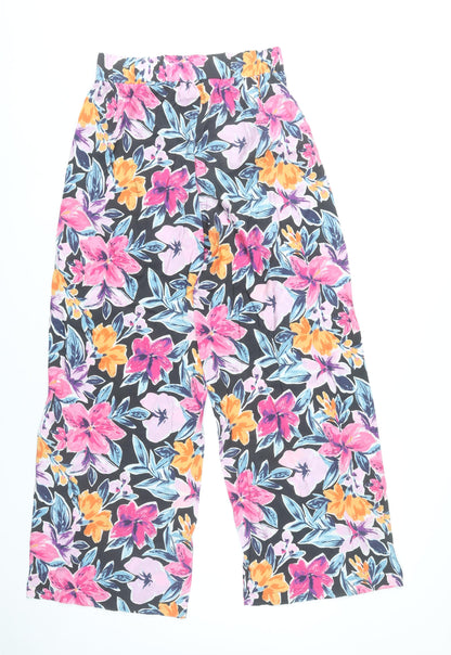 Tu Womens Multicoloured Floral Wide-Leg Trousers Size 8