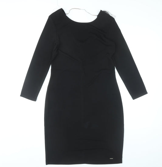 Armani Exchange Women Black Size 12 Bodycon Knee Length Dress