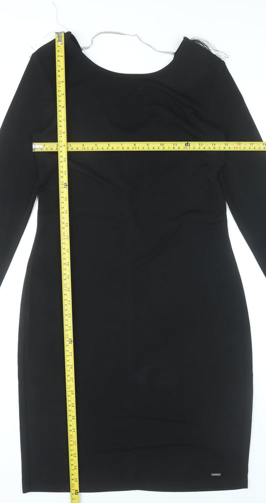 Armani Exchange Women Black Size 12 Bodycon Knee Length Dress