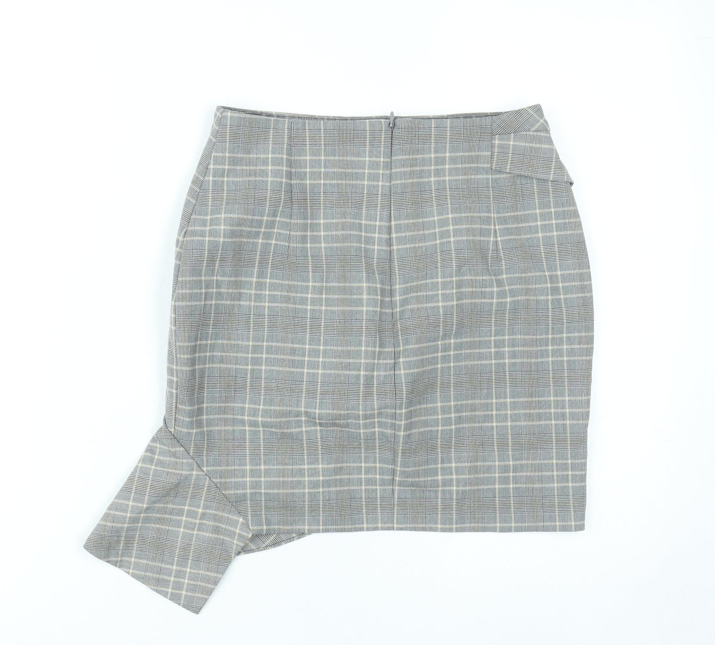 H&M Women Grey Plaid Pencil Skirt Size 6 Ruffle Business Casual