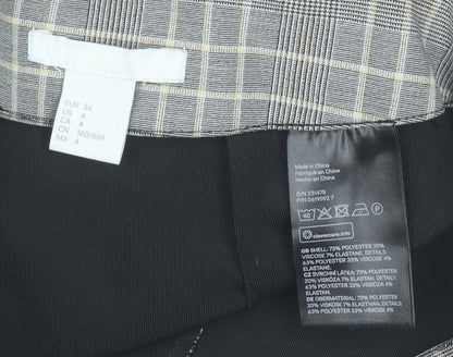 H&M Women Grey Plaid Pencil Skirt Size 6 Ruffle Business Casual