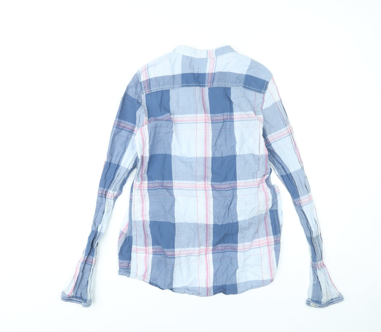 H&M Girls Blue Check Cotton Long Sleeve Blouse Shirt Size 16 Years