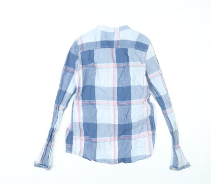 H&M Girls Blue Check Cotton Long Sleeve Blouse Shirt Size 16 Years