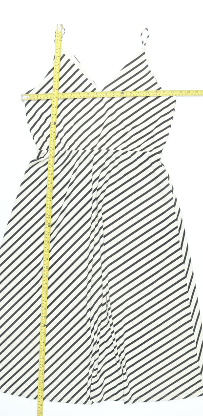 H&M Womens Black White Striped Wrap Dress Size 12 Sleeveless