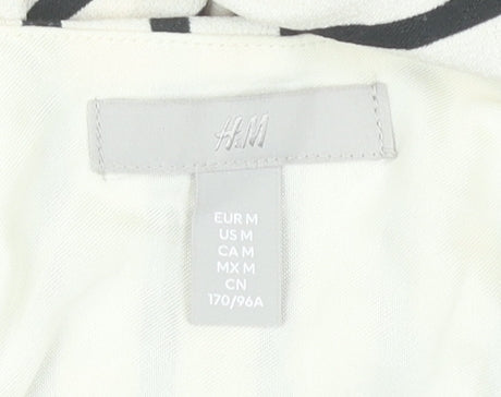 H&M Womens Black White Striped Wrap Dress Size 12 Sleeveless