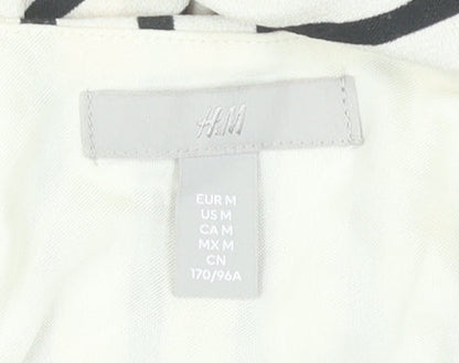 H&M Womens Black White Striped Wrap Dress Size 12 Sleeveless