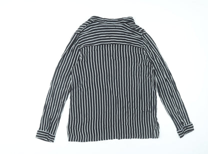 Pull&Bear Women’s Black Striped Tunic Shirt Size 12 Viscose