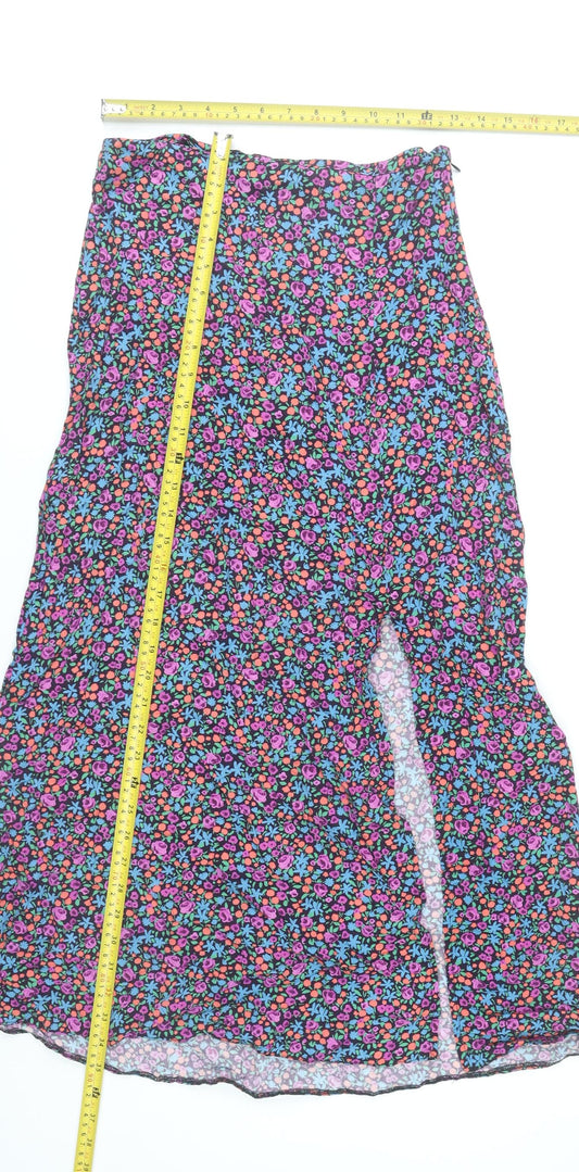 New Look Women Tall Midi Floral A-Line Skirt Size 10 Multicoloured