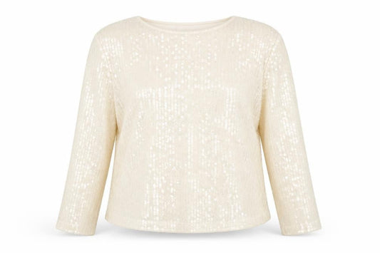 Marks and Spencer Women Beige Sequin Blouse Size 18 Long Sleeve